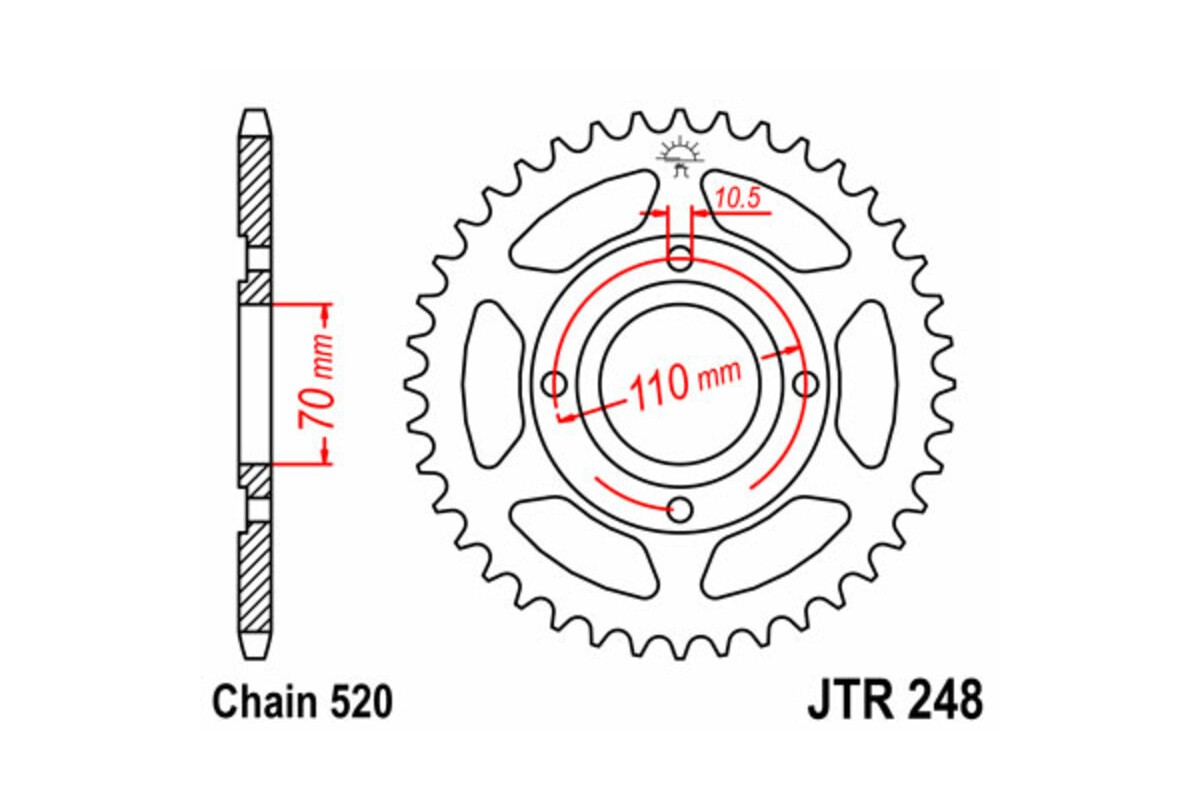 Couronne JT SPROCKETS acier standard 248 - 520