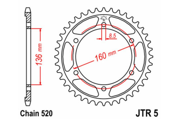 Couronne JT SPROCKETS acier standard 5 - 520
