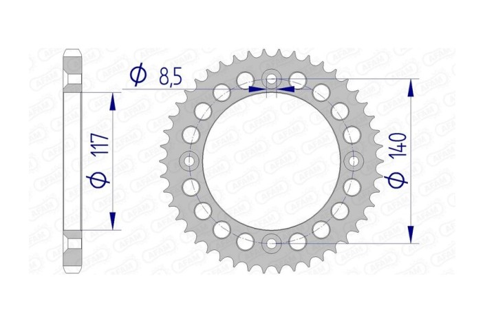 Couronne AFAM aluminium Ultra-Light anodisé dur 13108 - 428