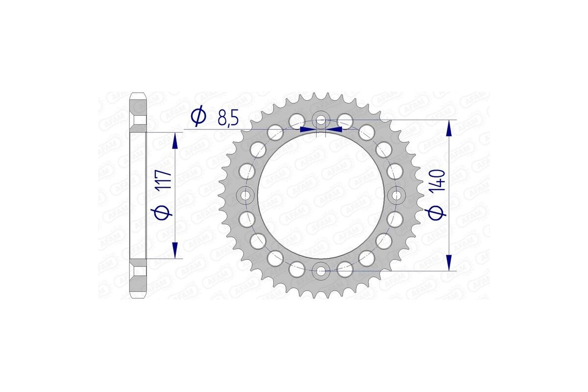 Couronne AFAM aluminium Ultra-Light anodisé dur 13108 - 428