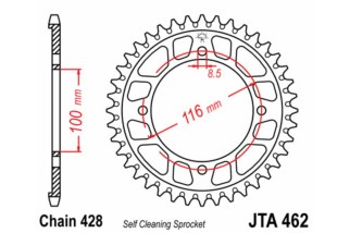 Couronne JT SPROCKETS aluminium noir Ultra-Light anti-boue 462 - 428