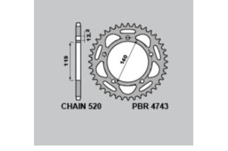 Couronne PBR aluminium ultra-light anodisé dur 4743 - 520