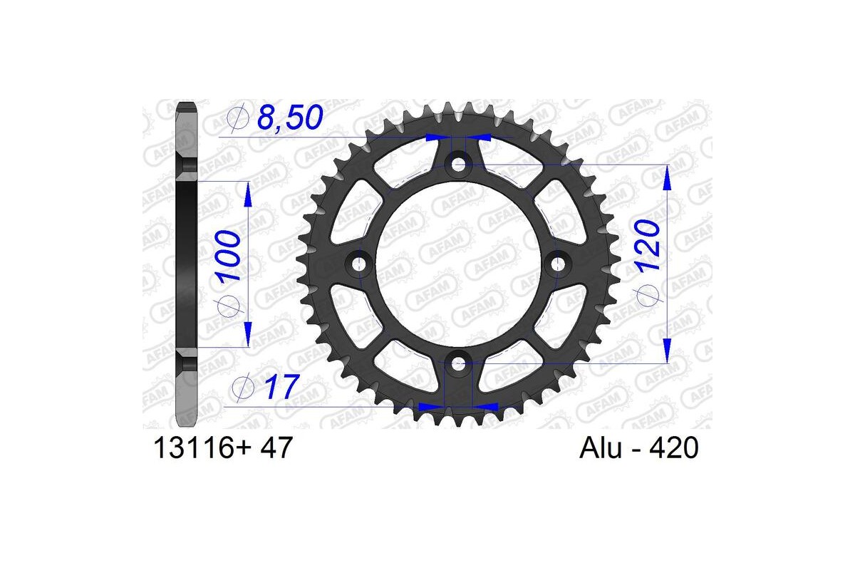 Couronne AFAM aluminium Ultra-Light anodisé dur 13116 - 420