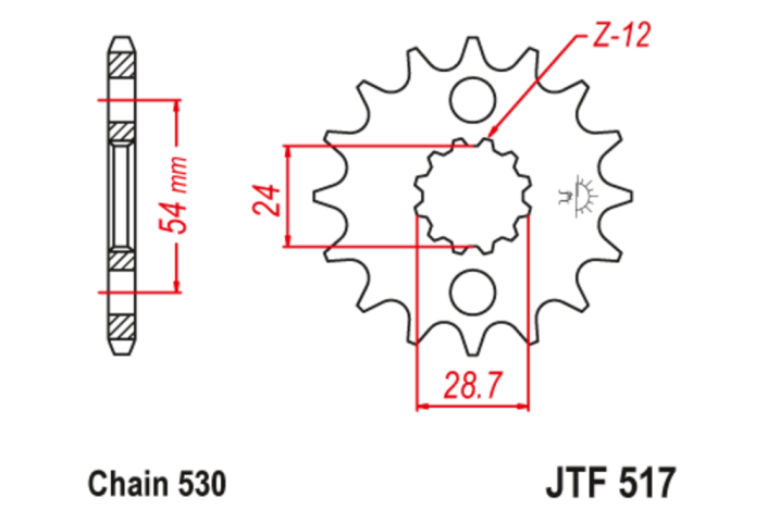 Pignon JT SPROCKETS acier anti-bruit 517 - 530