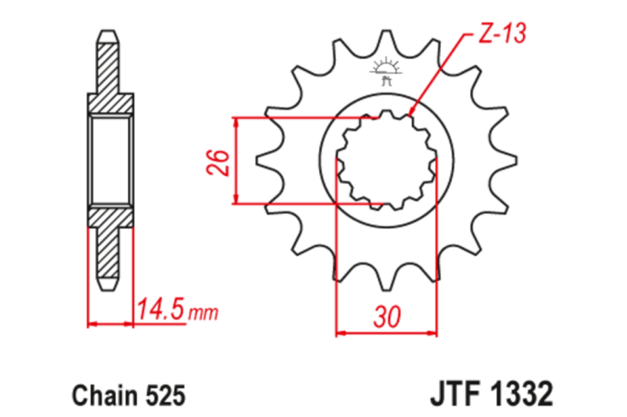Pignon JT SPROCKETS acier anti-bruit 1332 - 525