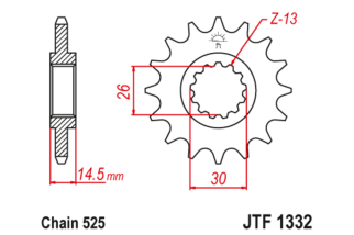 Pignon JT SPROCKETS acier anti-bruit 1332 - 525