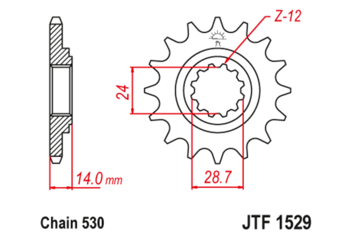 Pignon JT SPROCKETS acier anti-bruit 1529 - 525