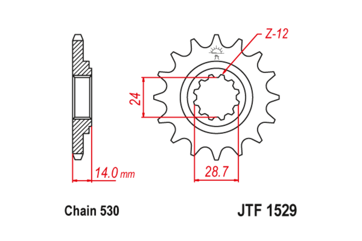 Pignon JT SPROCKETS acier anti-bruit 1529 - 525