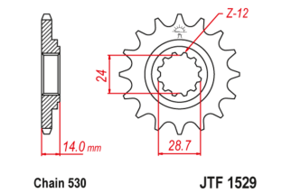 Pignon JT SPROCKETS acier anti-bruit 1529 - 525