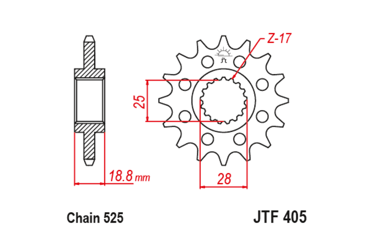 Pignon JT SPROCKETS acier anti-bruit 405 - 525