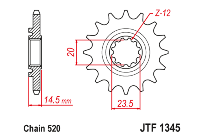 Pignon JT SPROCKETS acier anti-bruit 1345 - 525