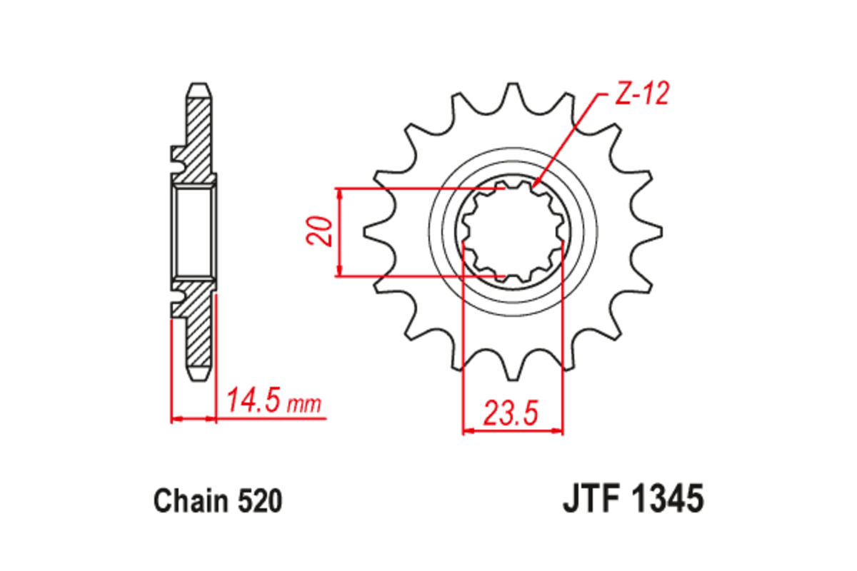 Pignon JT SPROCKETS acier anti-bruit 1345 - 525