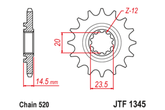 Pignon JT SPROCKETS acier anti-bruit 1345 - 525