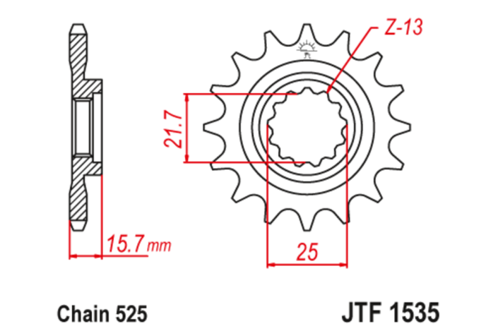 Pignon JT SPROCKETS acier anti-bruit 1535 - 525