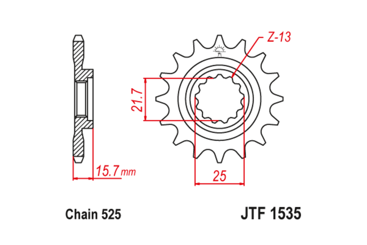 Pignon JT SPROCKETS acier anti-bruit 1535 - 525
