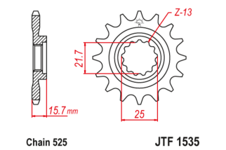 Pignon JT SPROCKETS acier anti-bruit 1535 - 525
