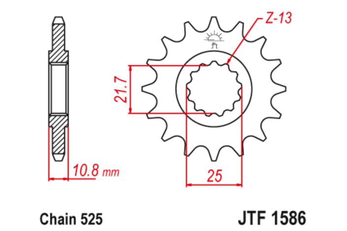 Pignon JT SPROCKETS acier anti-bruit 1586 - 525