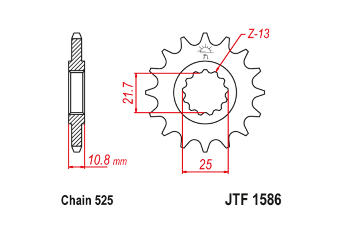 Pignon JT SPROCKETS acier anti-bruit 1586 - 525