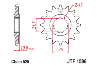 Pignon JT SPROCKETS acier anti-bruit 1586 - 525