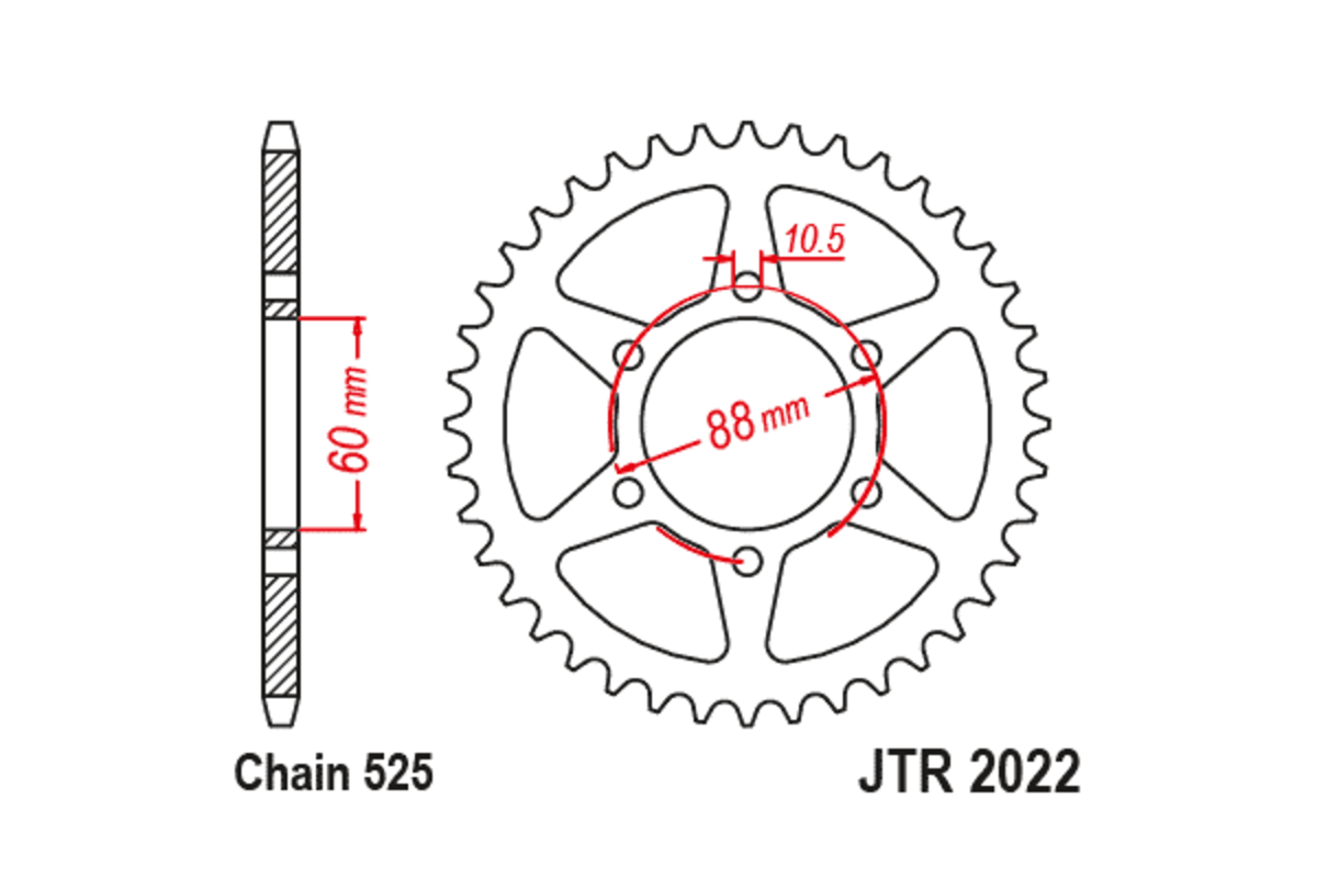 Couronne JT SPROCKETS acier standard 2022 - 525