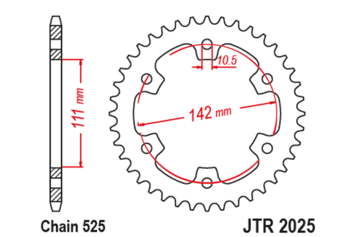 Couronne JT SPROCKETS acier standard 2025 - 525