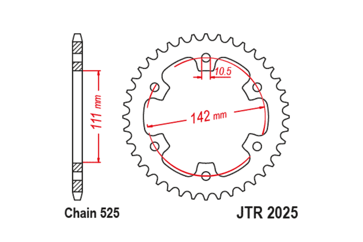 Couronne JT SPROCKETS acier standard 2025 - 525