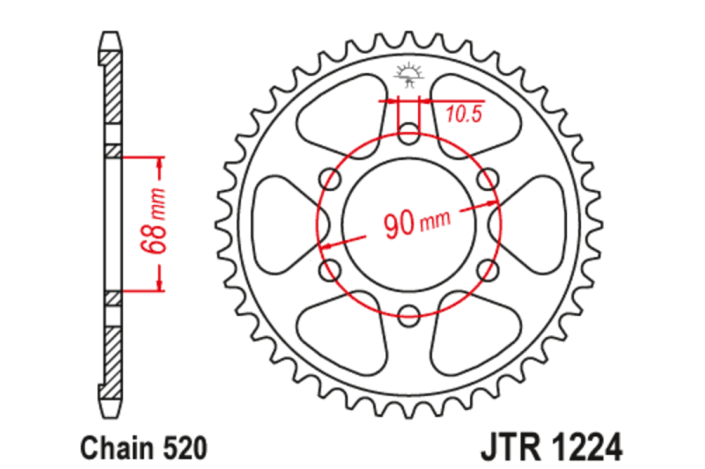 Couronne JT SPROCKETS acier standard 1224 - 520