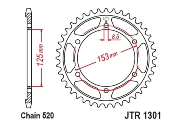 Couronne JT SPROCKETS acier standard 1301 - 520