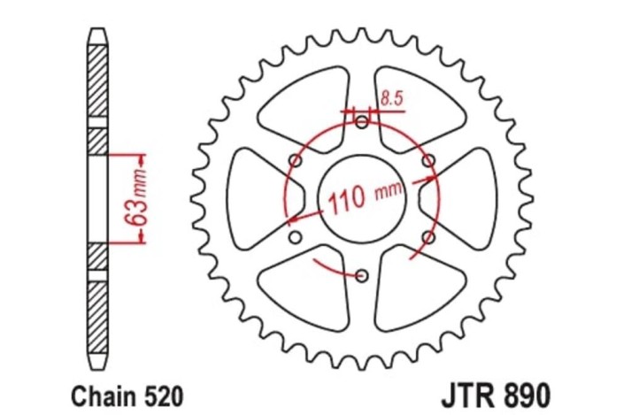 Couronne JT SPROCKETS acier standard 890 - 520