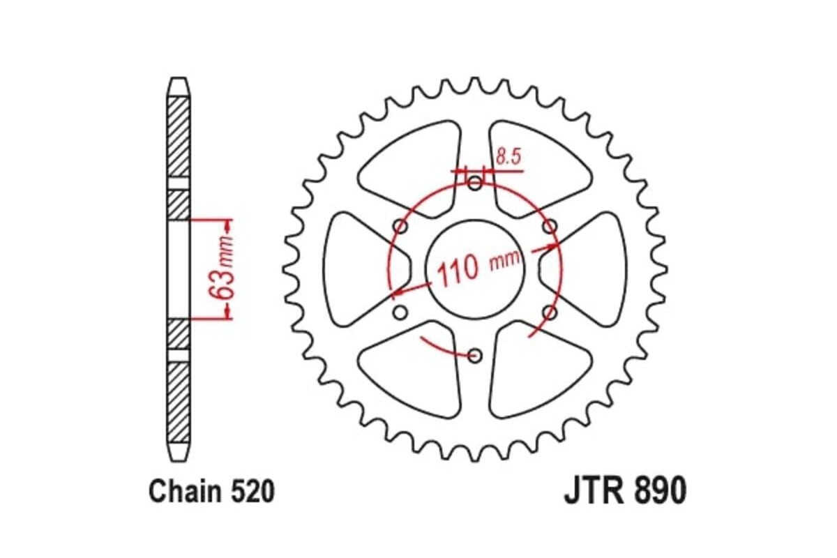 Couronne JT SPROCKETS acier standard 890 - 520