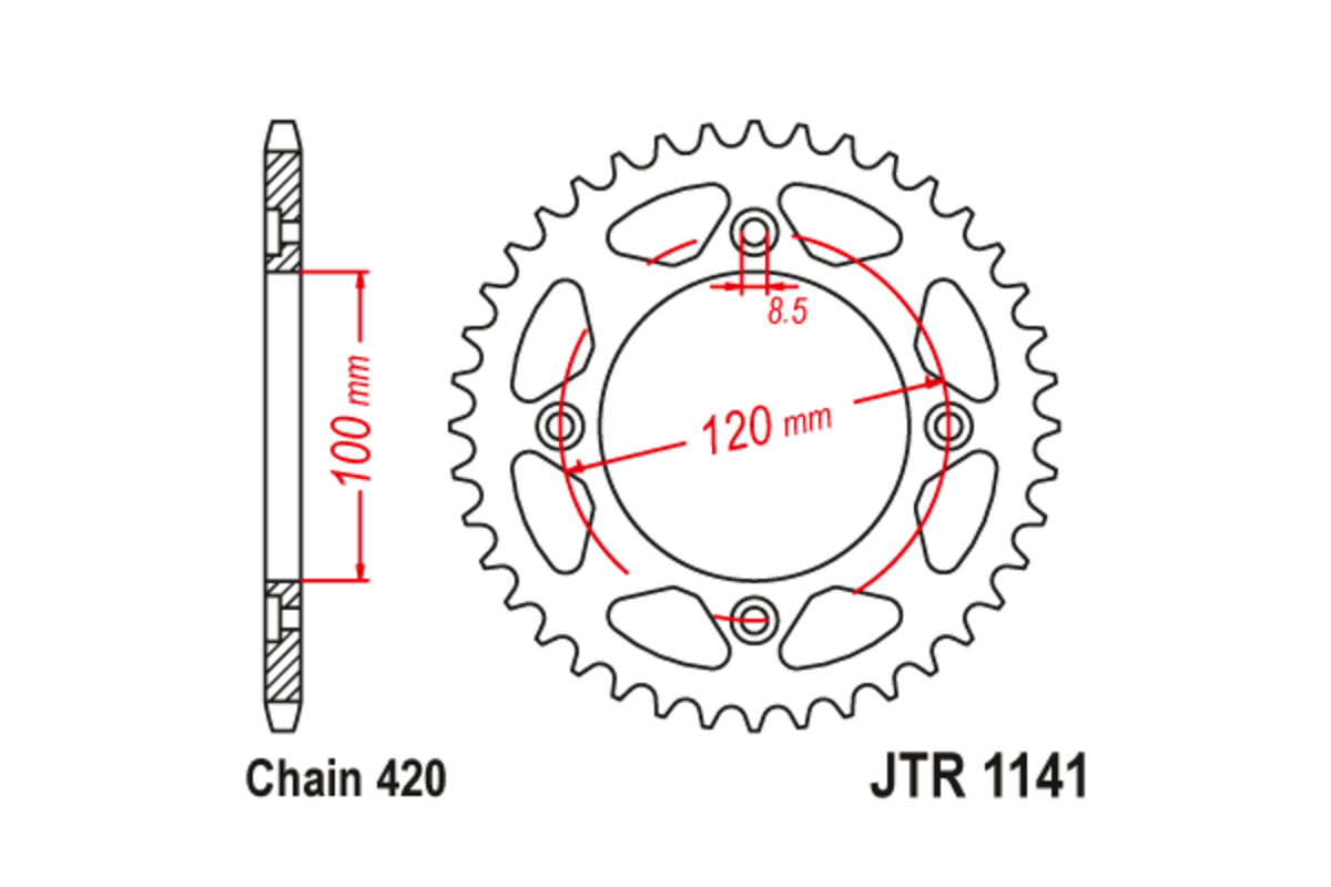 Couronne JT SPROCKETS acier standard 1141 - 420