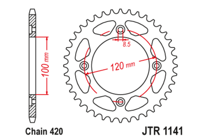 Couronne JT SPROCKETS acier standard 1141 - 420