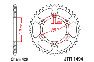 Couronne JT SPROCKETS acier standard 1494 - 428