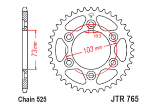 Couronne JT SPROCKETS acier standard 765 - 525