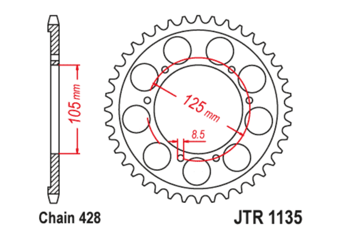 Couronne JT SPROCKETS acier standard 1135 - 428