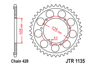Couronne JT SPROCKETS acier standard 1135 - 428