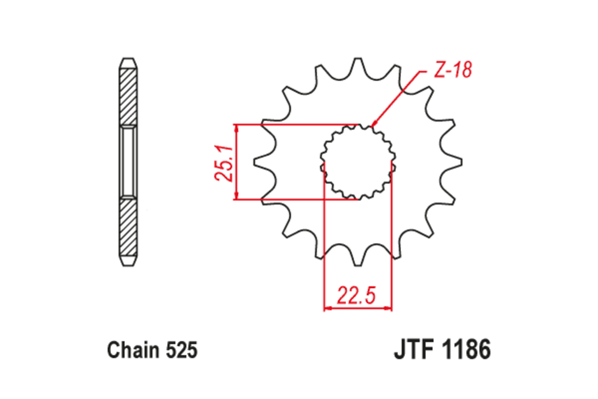 Pignon JT SPROCKETS acier anti-bruit 1186 - 525