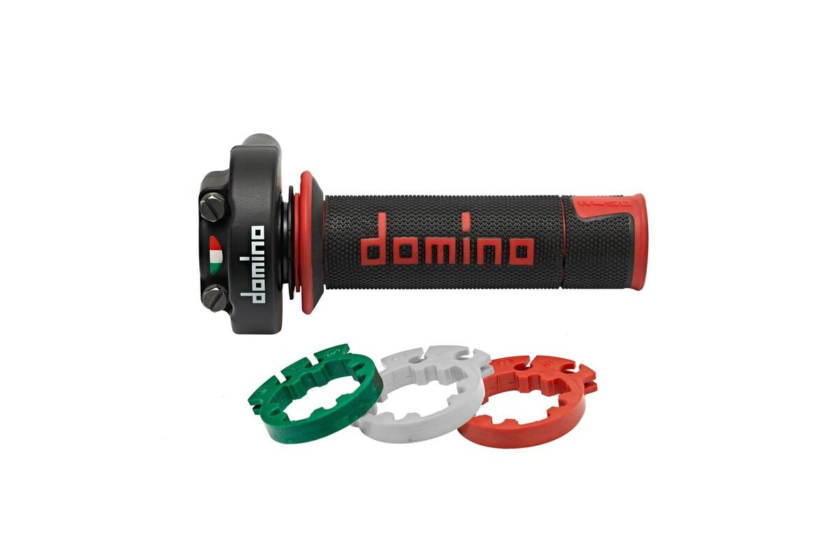 Poignée de gaz DOMINO XM2 Racing avec revêtements A450 - noir/rouge