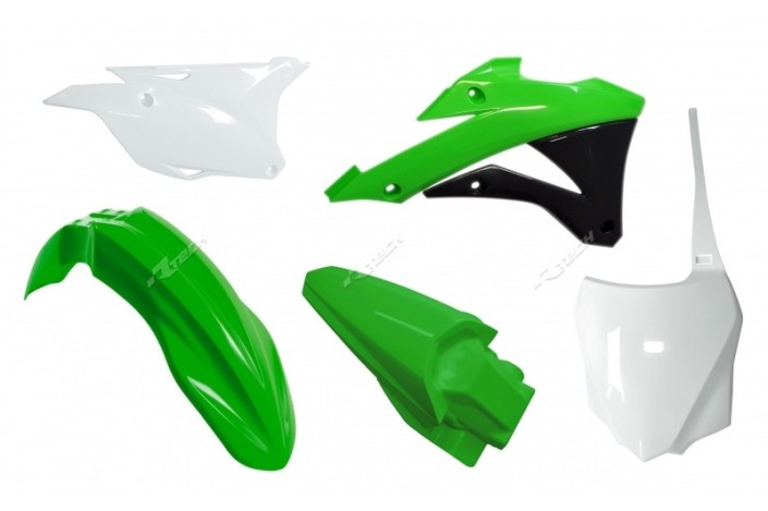 Kit plastique RACETECH couleur origine vert/blanc Kawasaki KX85