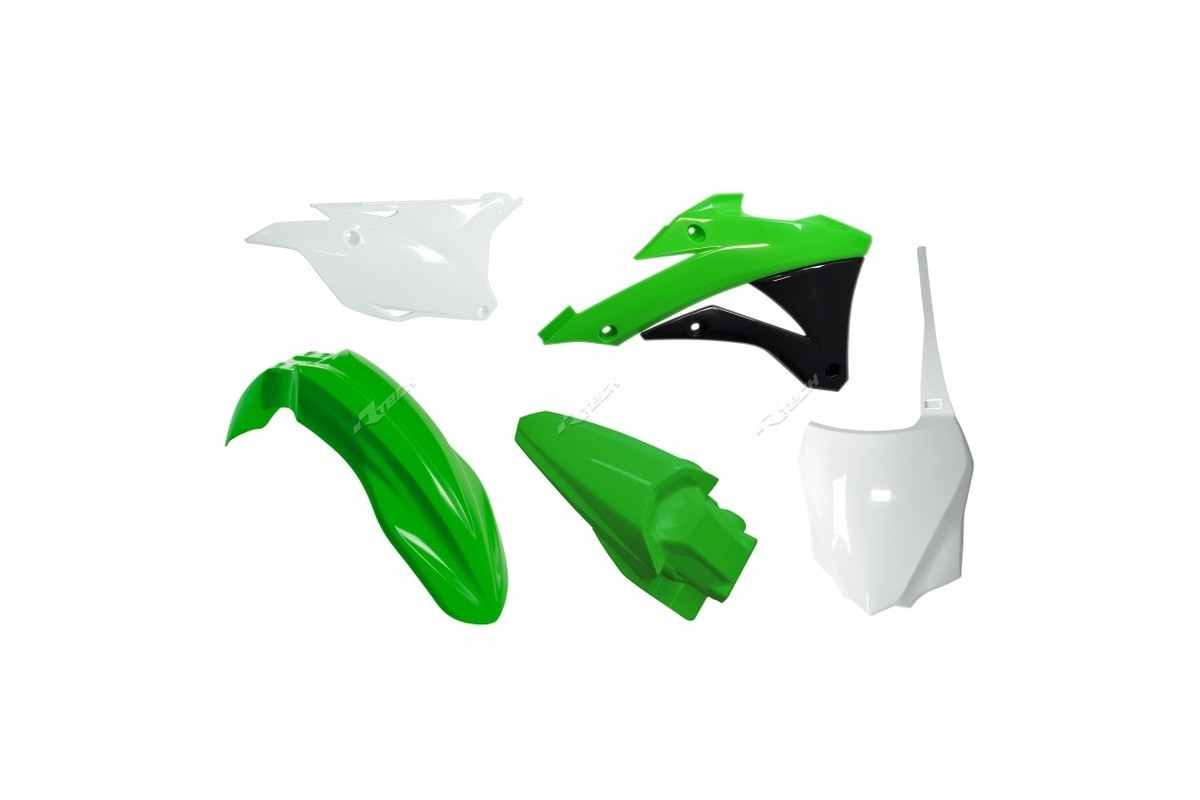 Kit plastique RACETECH couleur origine vert/blanc Kawasaki KX85