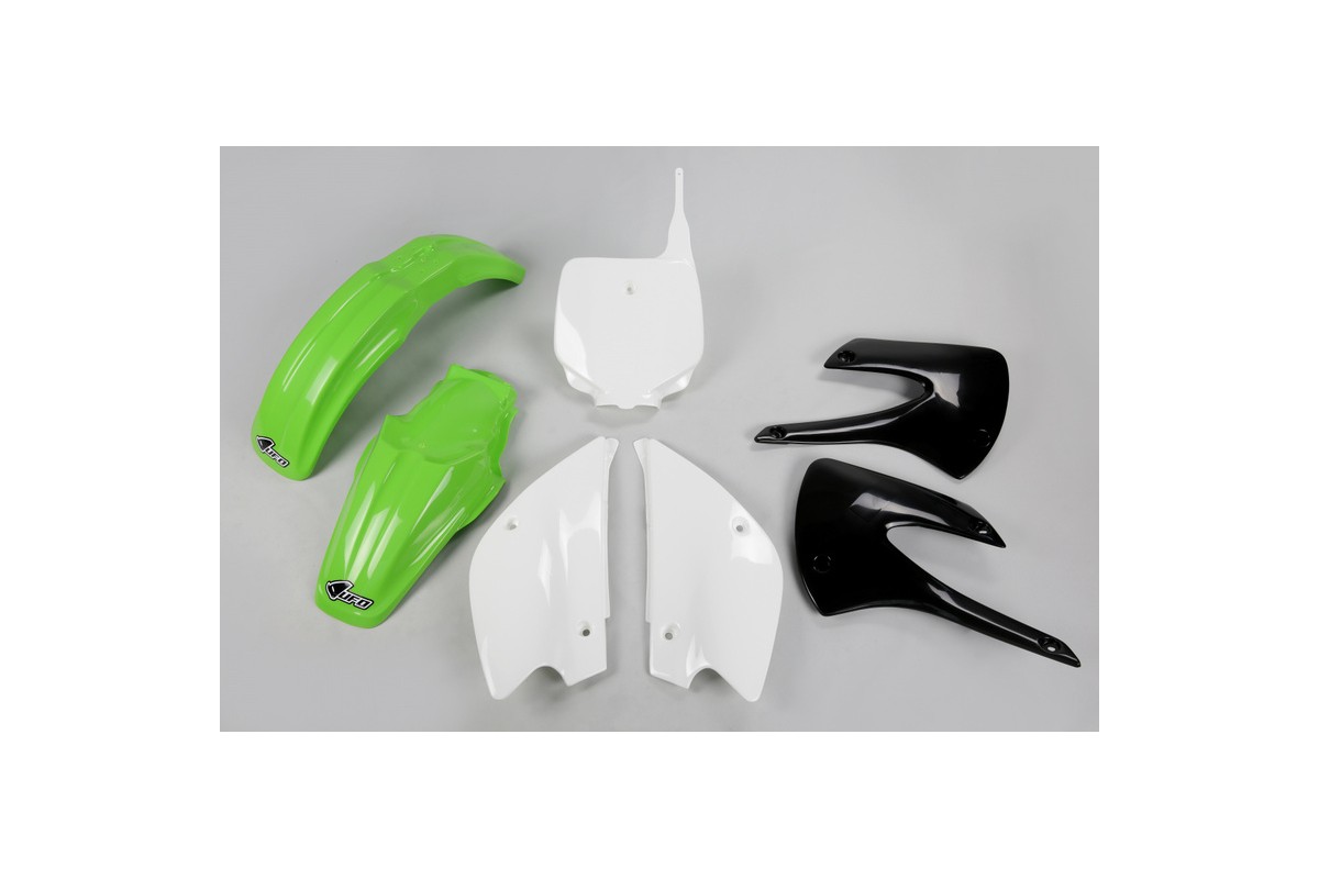 Kit plastique UFO couleur origine (2010) restylé vert/noir/blanc Kawasaki KX85