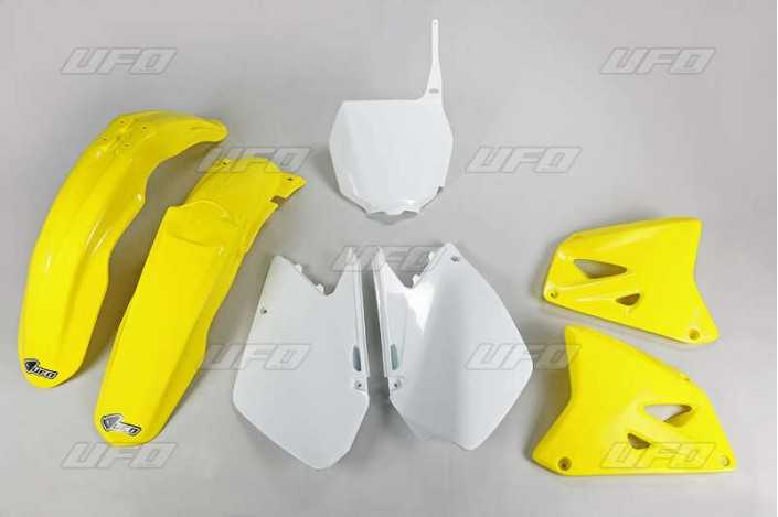 Kit plastique UFO couleur origine jaune/blanc Suzuki RM125/250