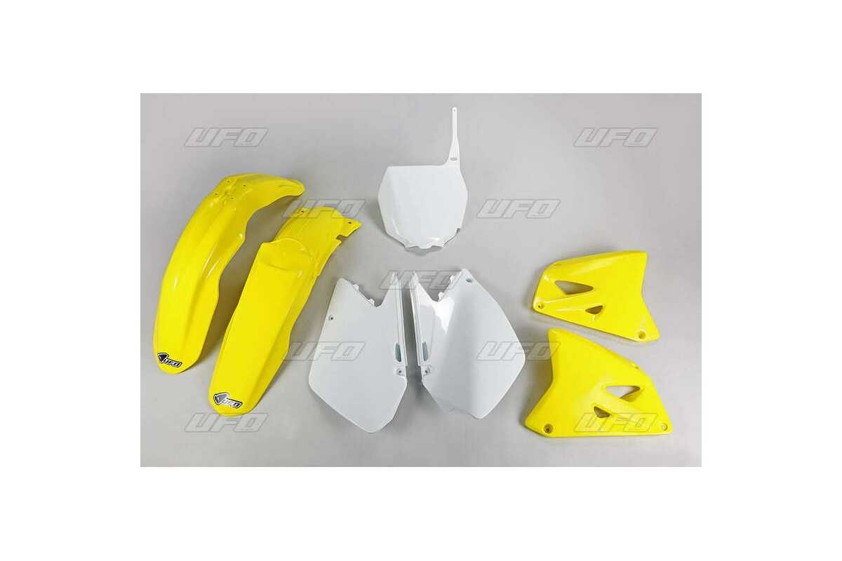 Kit plastique UFO couleur origine jaune/blanc Suzuki RM125/250
