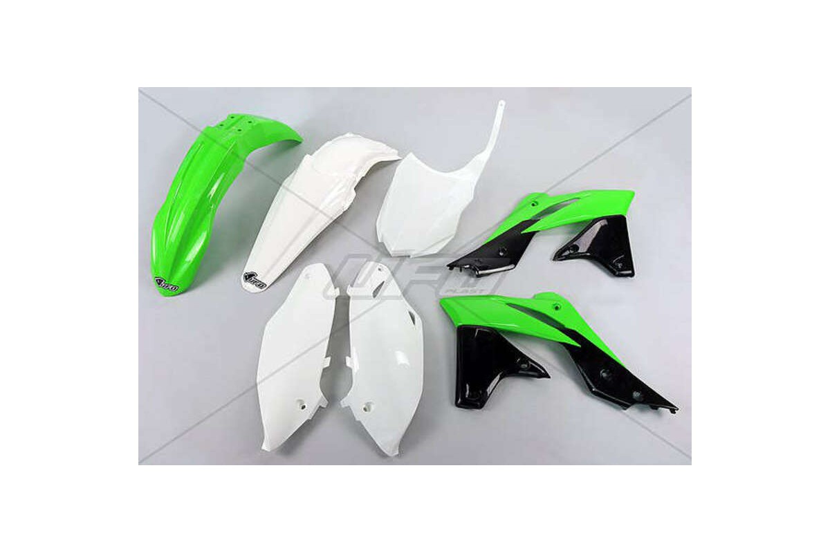 Kit plastique UFO couleur origine (14-15) vert/blanc/noir Kawasaki KX250F