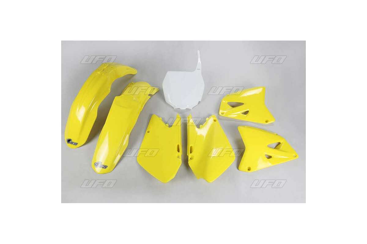 Kit plastique UFO couleur origine jaune/blanc Suzuki RM125/250