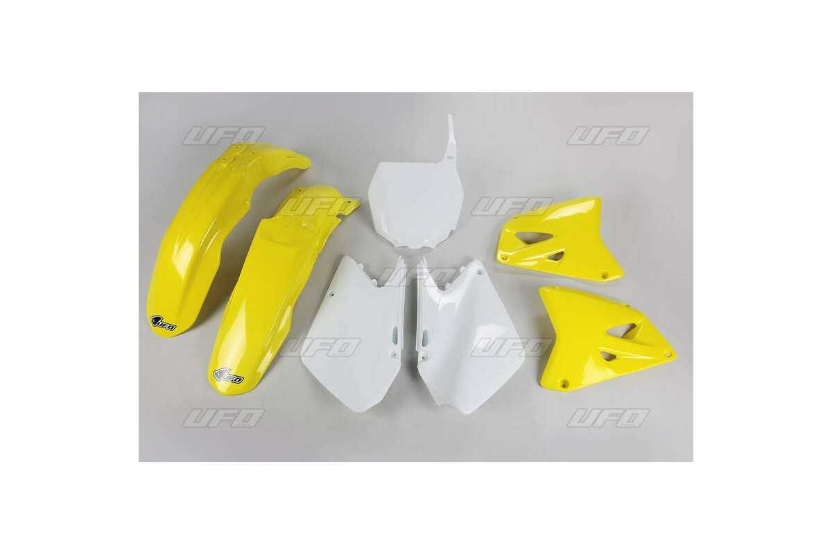 Kit plastique UFO couleur origine jaune/blanc Suzuki RM125/250