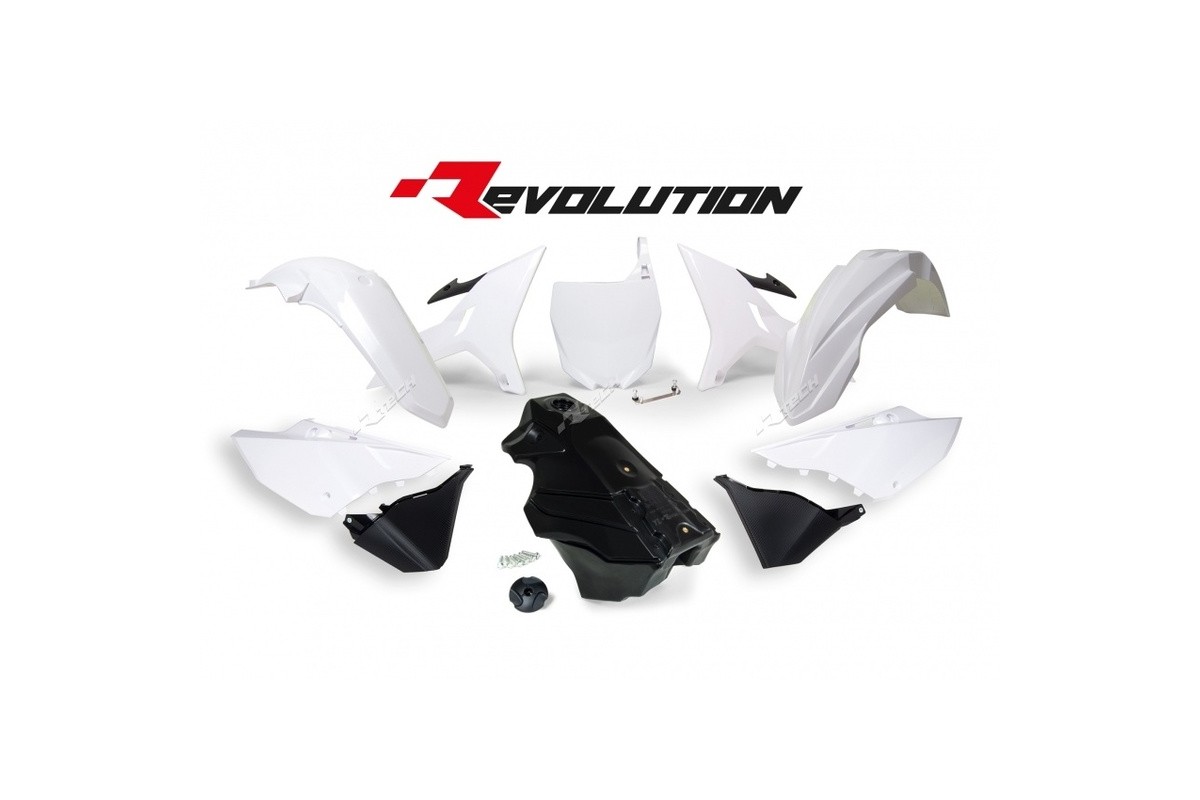 Kit plastique RACETECH Revolution + réservoir blanc/noir Yamaha YZ125/250