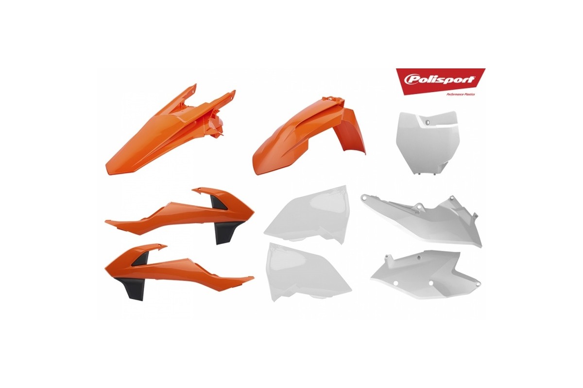 Kit plastique POLISPORT couleur origine (2018) orange/blanc KTM SX/SX-F