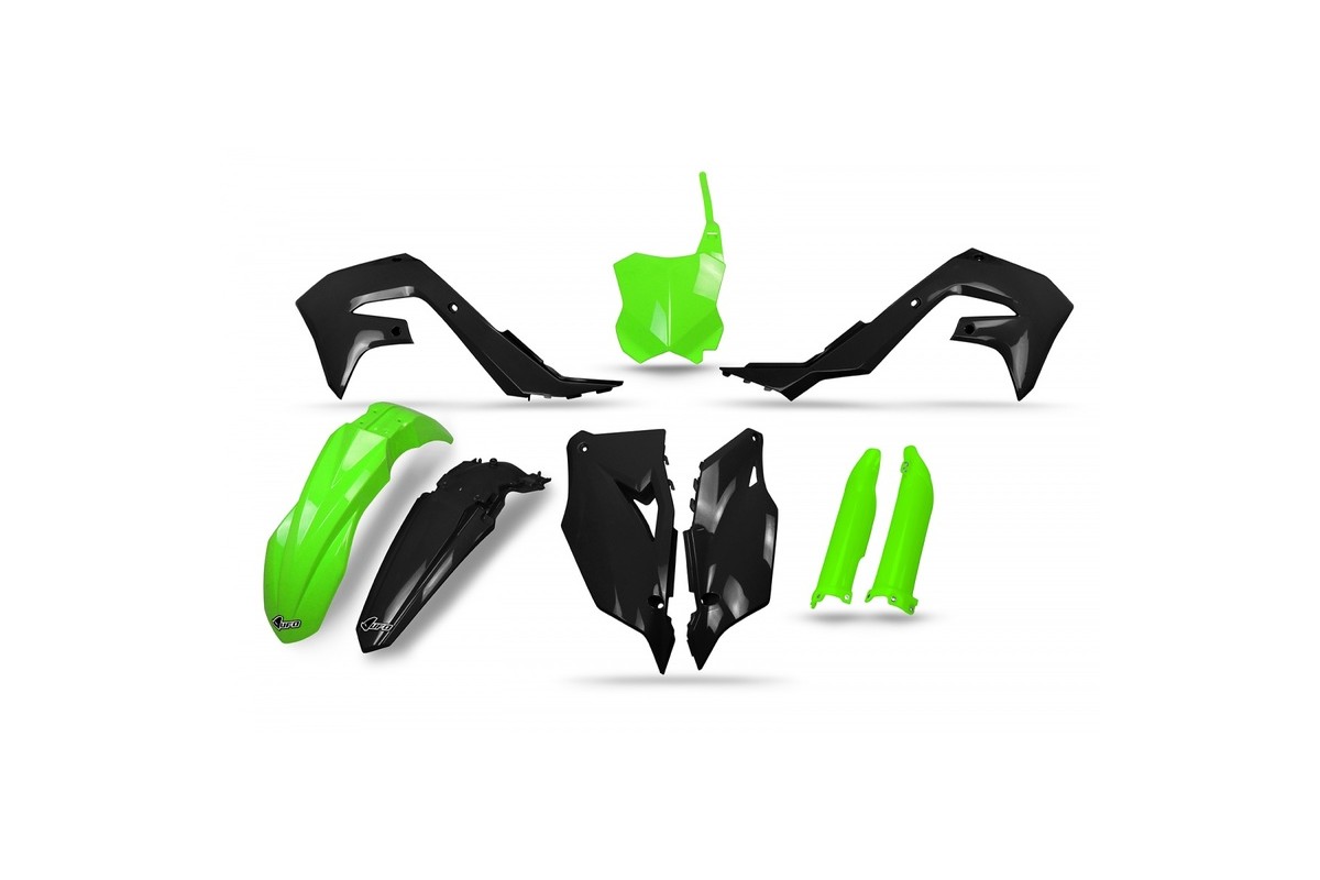 Kit plastiques UFO noir/vert fluo - Kawasaki