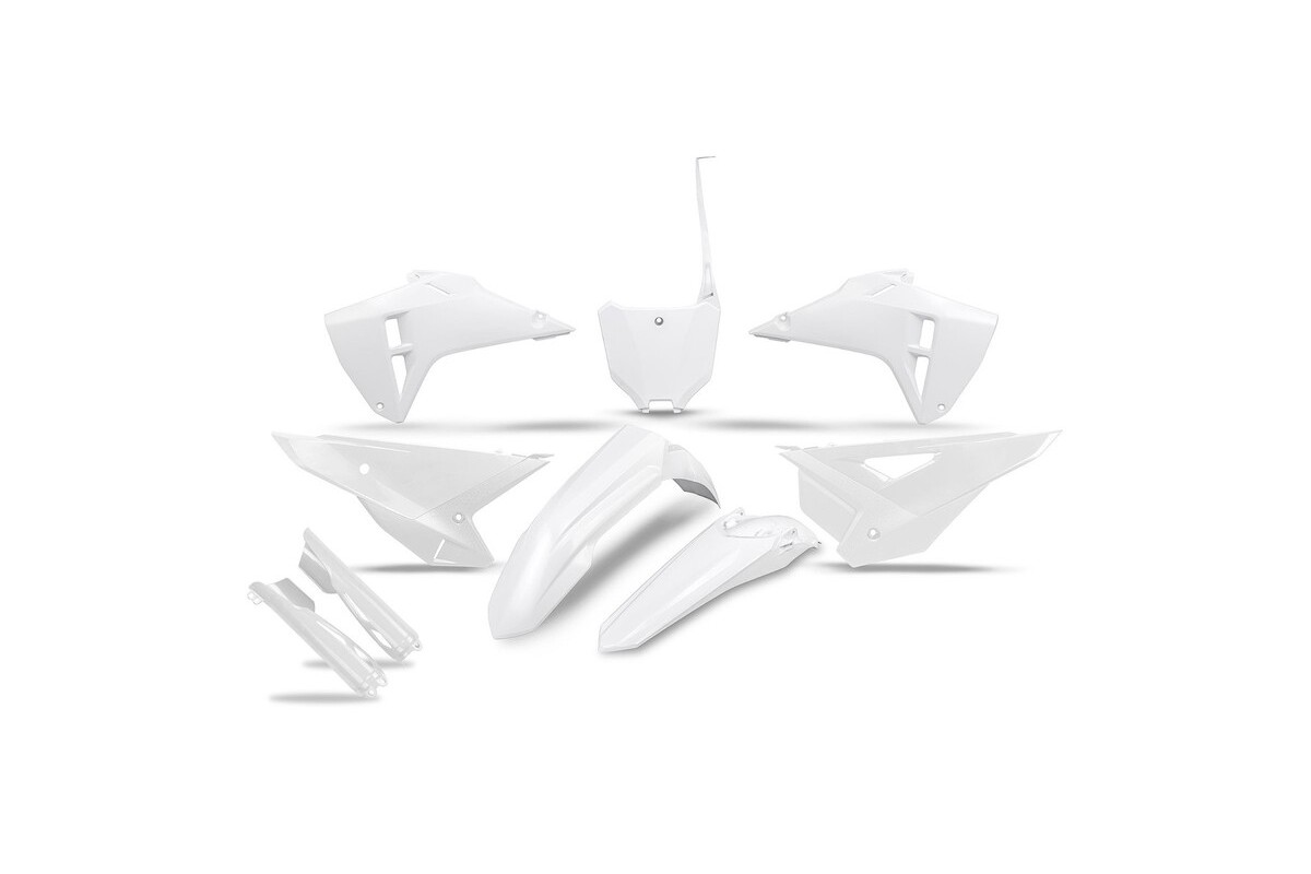 Kit plastiques complet avec protections de fourche UFO - blanc mat